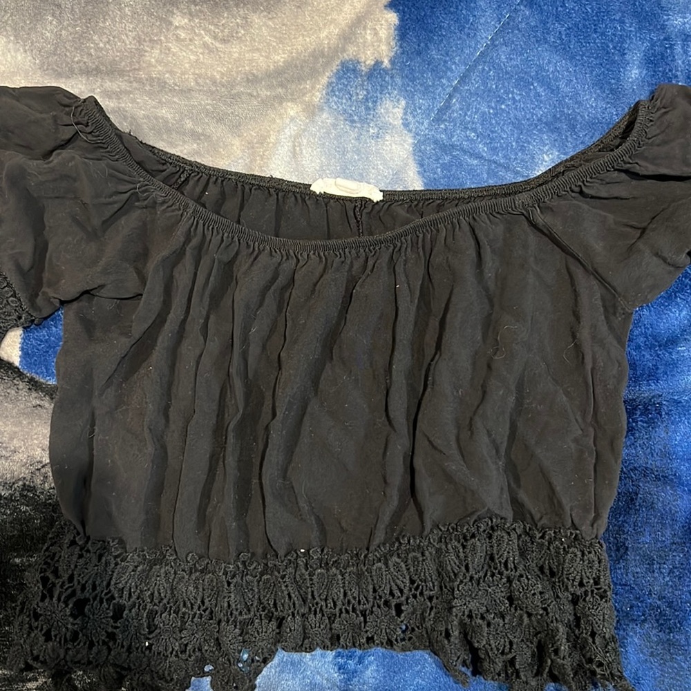 Medium black off the shoulder loose top